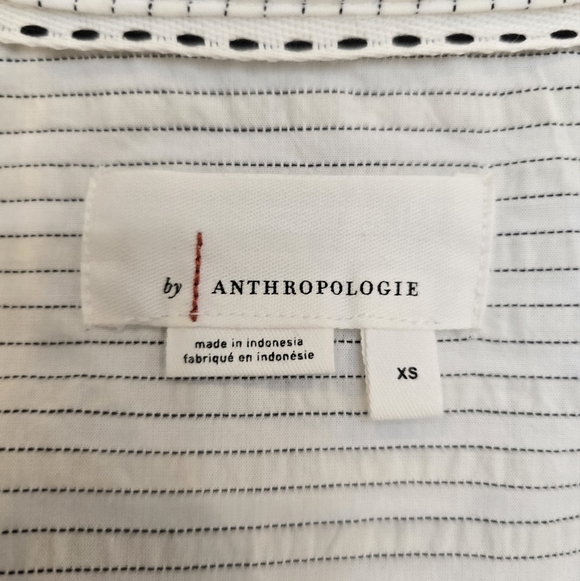 Anthropologie Striped Button Down Shirt Tunic Top Size Xs White/ Black - Picture 3 of 11
